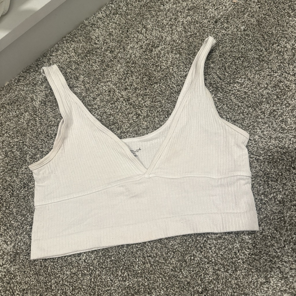 Urban Outfitters White Tan Sleeveless Crop Tank Top